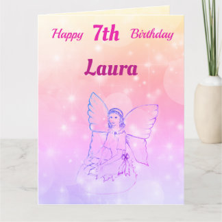 Meisjes Happy 7th Birthday Fairy Greeting Kaart