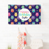 Meisjes Happy Birthday Blue Owl Pattern gepersonal Spandoek (Insitu)
