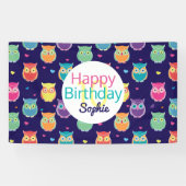 Meisjes Happy Birthday Blue Owl Pattern gepersonal Spandoek (Horizontaal)