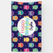 Meisjes Happy Birthday Blue Owl Pattern gepersonal Spandoek (Verticaal)