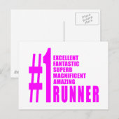 Meisjes Hardlopen Runners: Roze Nummer Een Runner Briefkaart (Voorkant / Achterkant)