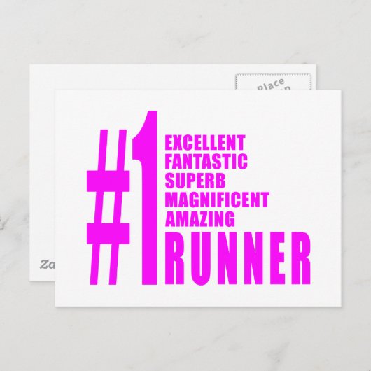 Meisjes Hardlopen Runners: Roze Nummer Een Runner Briefkaart (Voorkant / Achterkant)