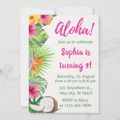 Meisjes Hawaiian Luau Party, Aloha Tropical Verjaa Kaart (Voorkant)