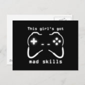 Meisjes hebben een Mad Skills Video Game Controlle Briefkaart (Voorkant / Achterkant)