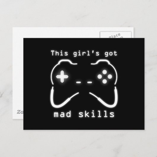 Meisjes hebben een Mad Skills Video Game Controlle Briefkaart (Voorkant / Achterkant)