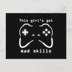 Meisjes hebben een Mad Skills Video Game Controlle Briefkaart