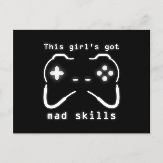 Meisjes hebben een Mad Skills Video Game Controlle Briefkaart (Voorkant)