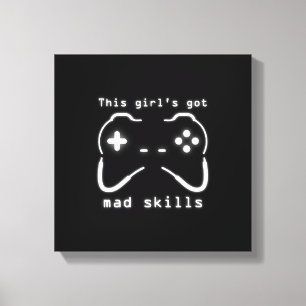 Meisjes hebben een Mad Skills Video Game Controlle Canvas Afdruk