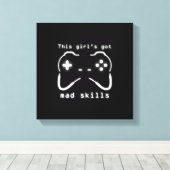 Meisjes hebben een Mad Skills Video Game Controlle Canvas Afdruk (Insitu (Houten vloer))
