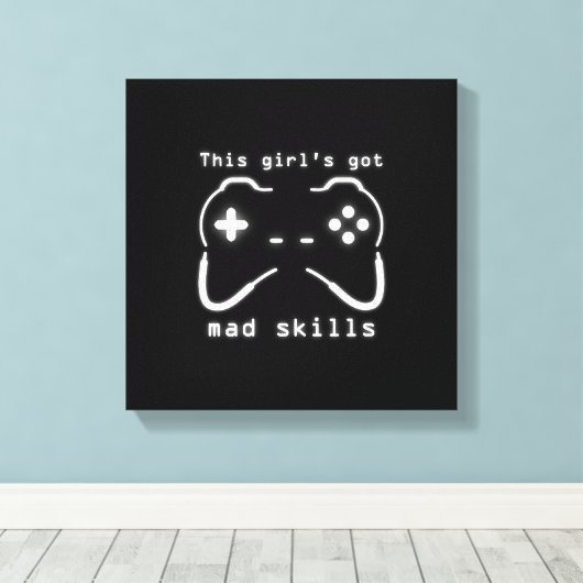 Meisjes hebben een Mad Skills Video Game Controlle Canvas Afdruk (Insitu (Houten vloer))
