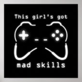 Meisjes hebben een Mad Skills Video Game Controlle Poster (Voorkant)