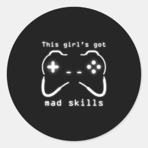 Meisjes hebben een Mad Skills Video Game Controlle Ronde Sticker