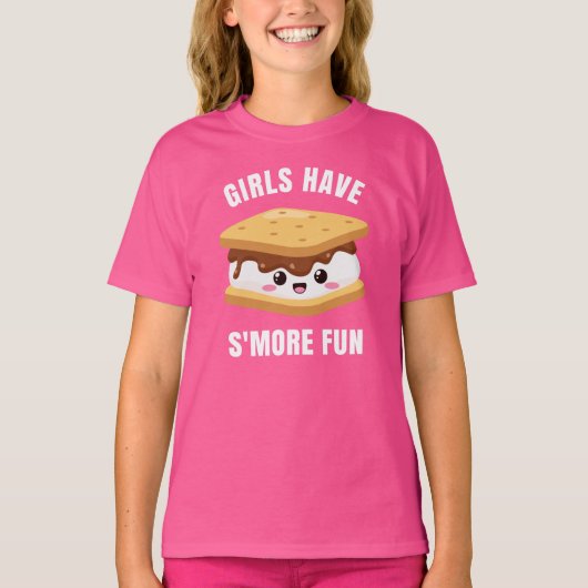 Meisjes hebben meer plezier - Camping Marshmallows T-shirt (Voorkant)