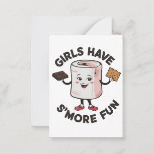 Meisjes hebben meer plezier Grappige S'more Campin Notitiekaartje