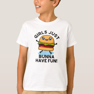 Meisjes hebben net Bunna een Fun Funny Burger T-shirt