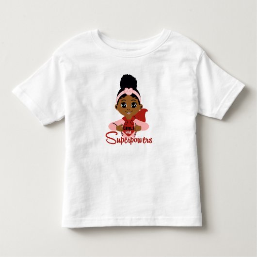 Meisjes hebben superkrachten Zwarte meisje superhe Kinder Shirts (Voorkant)