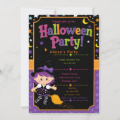 Meisjes Heksen Halloween Feest Kaart (Voorkant)