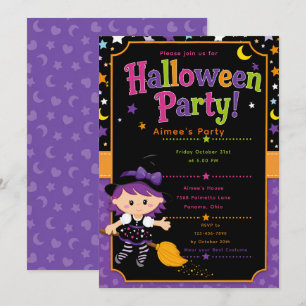 Meisjes Heksen Halloween Feest Kaart