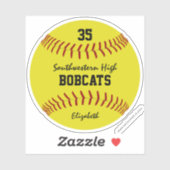 meisjes helder geel softbal aangepaste team naam sticker (Vel)