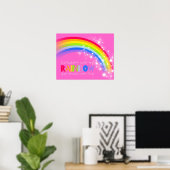 Meisjes heldere regenboog dromen roze poster (Thuiskantoor)