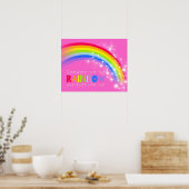Meisjes heldere regenboog dromen roze poster (Keuken)