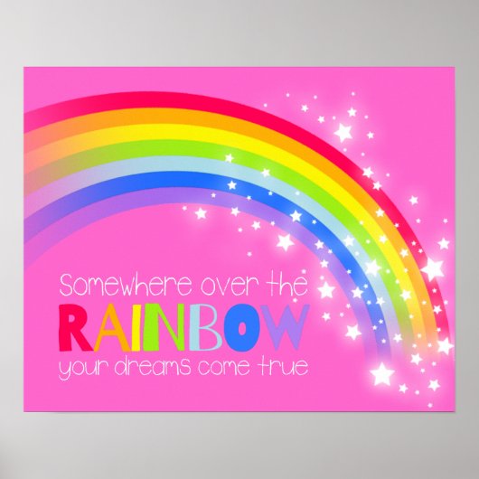 Meisjes heldere regenboog dromen roze poster (Voorkant)