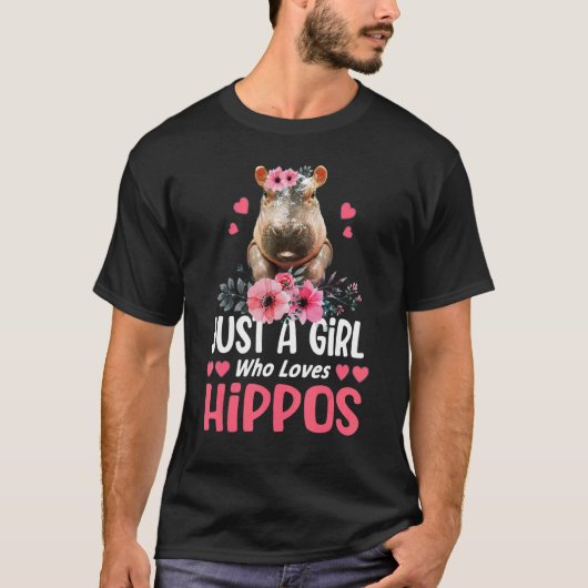 Meisjes Hippo gewoon een meisje die houdt van nijl T-shirt (Voorkant)
