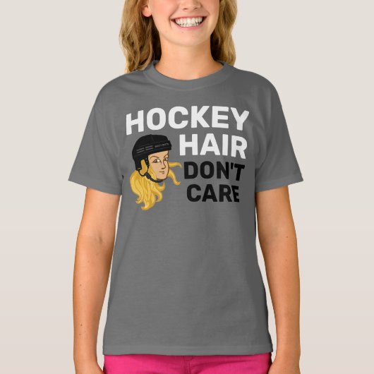 Meisjes Hockey Haar Maakt Niet Uit Blonde T-Shirt (Voorkant)