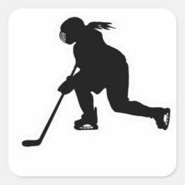Meisjes hockey vierkante sticker