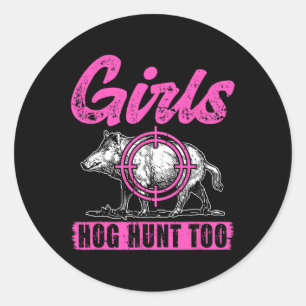 Meisjes Hog Hunt Naar Jagende Vrouwen Zwijn Varken Ronde Sticker