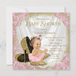 Meisjes Hoge hak schoen parel Baby shower Kaart