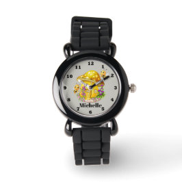 Meisjes honingbijen voegen naam toe horloge