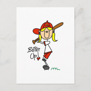 Meisjes honkbal Batter Up T-shirts en cadeaus Briefkaart