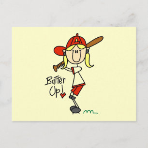 Meisjes honkbal Batter Up T-shirts en cadeaus Briefkaart