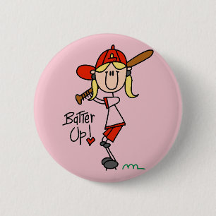 Meisjes honkbal Batter Up T-shirts en cadeaus Ronde Button 5,7 Cm