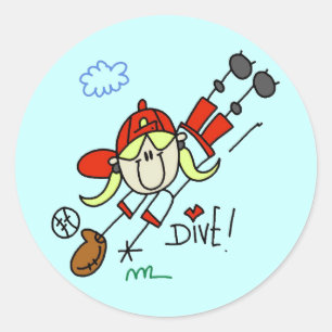 Meisjes honkbal duik T-shirts en cadeaus Ronde Sticker