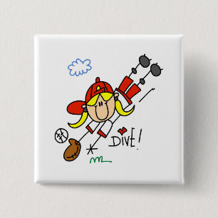 Meisjes honkbal duiken naar thuis T-shirts en cade Vierkante Button 5,1 Cm