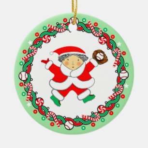 Meisjes Honkbal Keramisch Ornament