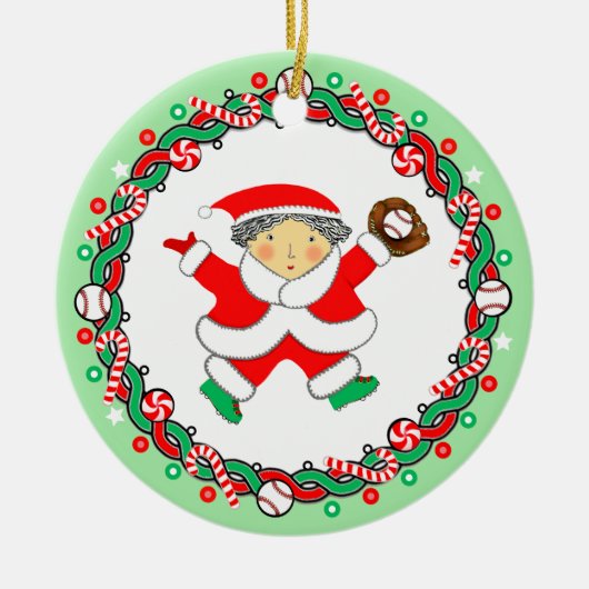 Meisjes Honkbal Keramisch Ornament (Voorkant)