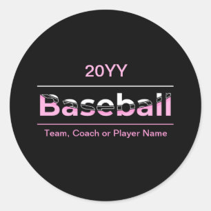Meisjes Honkbal - Roze Geometrische Typografie Ronde Sticker