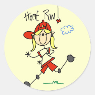 Meisjes honkbal thuisloop T-shirts en cadeaus Ronde Sticker