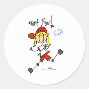 Meisjes honkbal thuisloop T-shirts en cadeaus Ronde Sticker