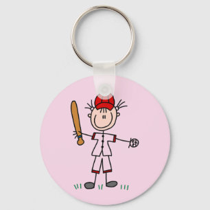 Meisjes honkbalspeler T-shirts en cadeaus Sleutelhanger