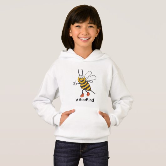 Meisjes Hooded Pullover - Bee Kind (Voorkant volledig)