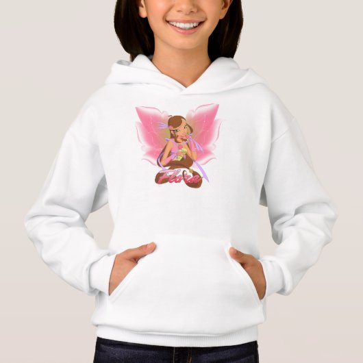 Meisjes' Hoodie. Roze. Met Flora Winx (Voorkant)