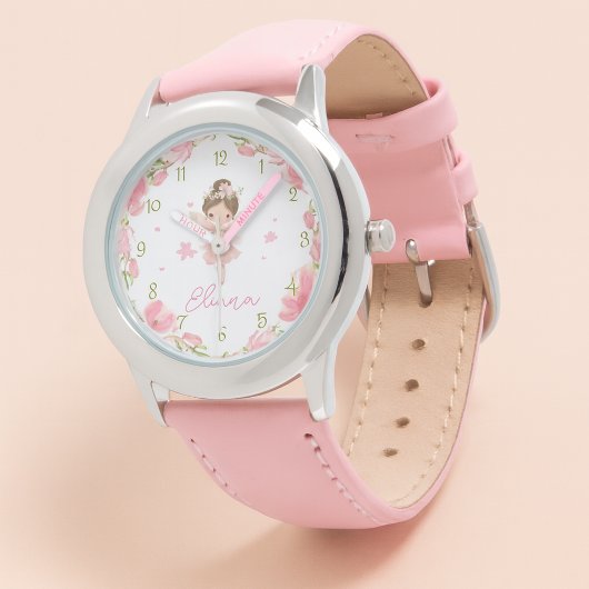 Meisjes horloge met eigen naam Roze Fee Kinderen H