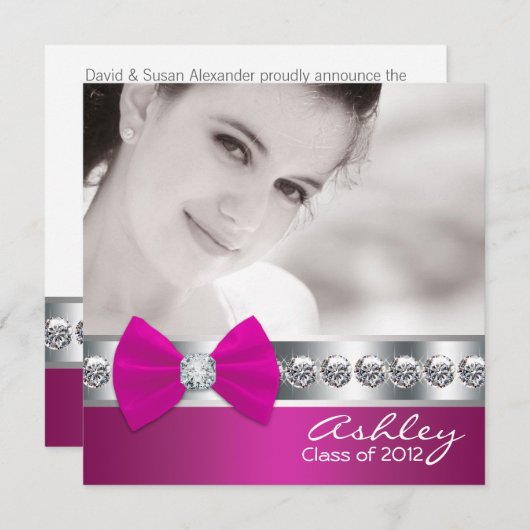 Meisjes Hot Pink Fotoopleiding Aankondigingen (Voorkant / Achterkant)