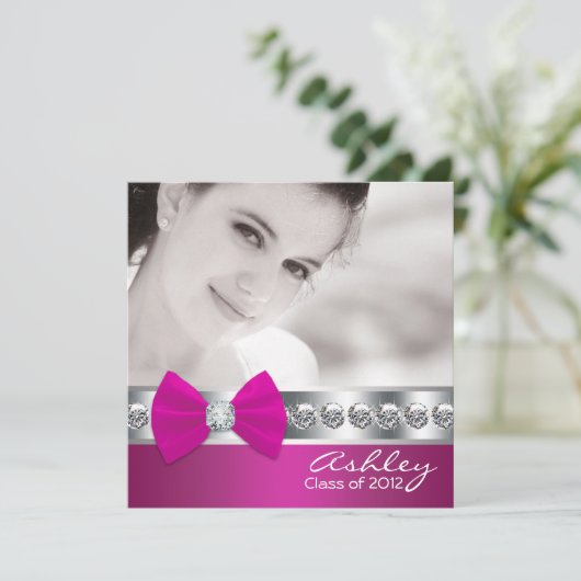 Meisjes Hot Pink Fotoopleiding Aankondigingen (Staand voorkant)