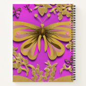 Meisjes Hot Pink Gold Butterfly Persoonlijke naam Notitieboek (Achterkant)