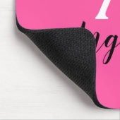 Meisjes Hot Pink White & Black Monogram Name Muismat (Hoek)